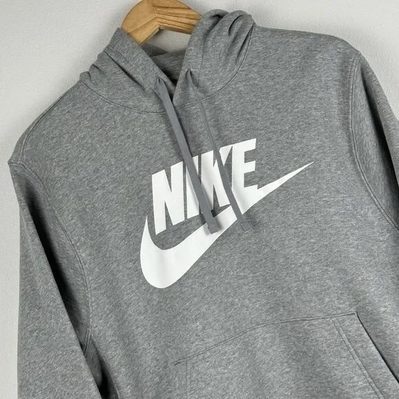 Nike Mens Hoodie Sportswear Fleece Sweatshirt Gray White Small BV2973-063 NEW - Picture 1 of 7